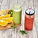 Glass Smoothie Jars with Lids for Drinking and Storage - Set of 6 | Water Bottle or Reusable Container for Juice, Milk, Kombucha, Bulk Foods, Beverages | 16 Oz Clear with Wide Mouth | Bonus Straw Lid