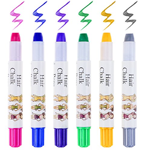 Download Philonext 6 Pcs Temporary Hair Chalk Set, Colorful Hair Chalk Pens, Temporary Non-Toxic Portable ...