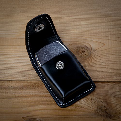 Hockey Sticks Black Leather Lighter Case - Leather Lighter Pouch with Laser Etched Design - Lighter Case with Belt Loop and Easy Snap Closure - Great Gift Idea - Thumbnail 2