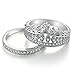 XAHH Women 18K White Gold Plated Wedding Engagement Ring Set for Bridal Princess Crown Tiara CZ Crystal Best Anniversary Promise Band Size 9