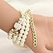 Binmer(TM) Women Flowers Pearl Wrapped Bracelet Watch Ladies Fashion Students Watch (White)