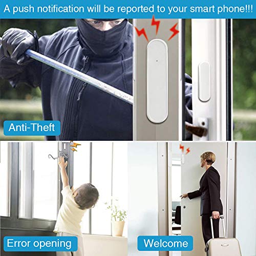 Wi-Fi sensor de puerta/ventana alertas APP sensor de seguridad para el hogar, El detector de sensor de imán de puerta de ventana inteligente funciona con Alexa Google Home IFTTT - Imagen 3