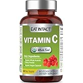 EAT INTACT Vegan Whole Food Vitamin C, Two Ingredients (Organic Whole Acerola Cherry Powder and Organic Vegan Capsule), Non-GMO, Third Party Tested, 60 Day Supply
