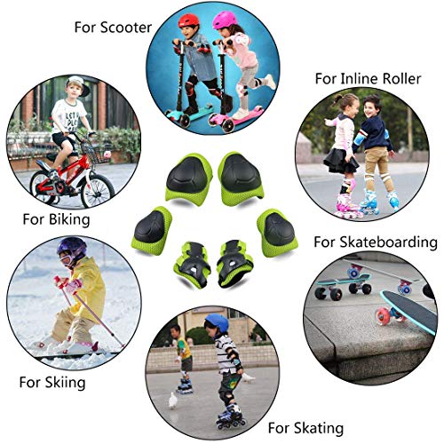 Kids/Youth Knee Pad Elbow Pads Guards Wrist Guards Protective Gear Set for Rollerblade Roller Skates Cycling BMX Bike Skateboard gs Scooter Riding Sports,Toddler for Multi-sports Outdoor（Age3-7）Green - Thumbnail 2