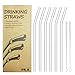 Reusable Bent Glass Drinking Straws, Set of 6 with 2 Cleaning Brushes,Shatter Resistant,BPA Free, Non-Toxic, Eco-Friendly, 200mm x 10mm (Bent 8'' x10mm, Transparent), (Pack of 6)