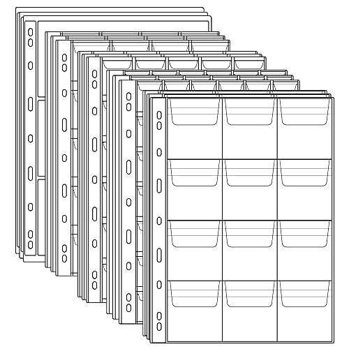 15 Sheets Plastic Coin Pocket Pages 5 Sizes Standard 9Hole Coin Money