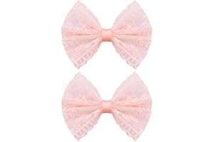Pink Lace Hair Bow Clips for Toddler Baby Girl Flower Bowknot Hairclip Barrettes with Alligator Clip Cute Floral Hair Accesso