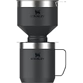 STANLEY Perfect Brew Pour Over Set | 12 oz Camp Mug with Lid Included | Drip Coffee Maker with Reusable Filter | Insulated Stainless Steel | BPA-Free | Black 2.0