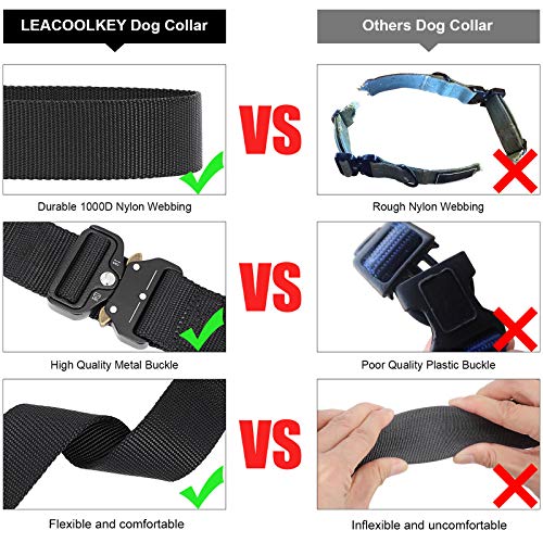 Adjustable Dog Collar with Safety Quick Release Buckle, Breathable Pet Collar for Medium Large Dogs, 100% 1000D Nylon Webbing, 4 Colors, 3 Sizes, 1.5” Wide
