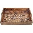 Tree of Life Wooden Breakfast Serving Tray with Handle for Tea Snack Dessert Kitchen Dining Serve Ware Accessories 15 x 10 Inches