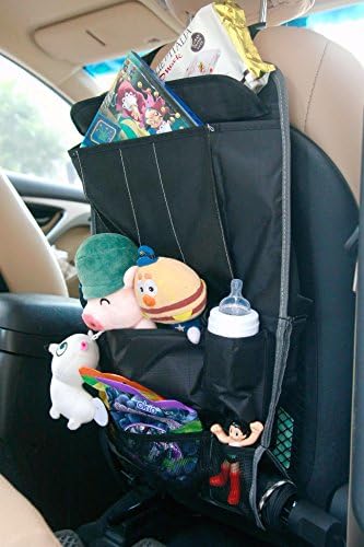 Spaco Multipurpose Backseat Organizer + Kids/Baby Travel Storage + Kick Mat Protectors+iPad and Tablet Holder (black)