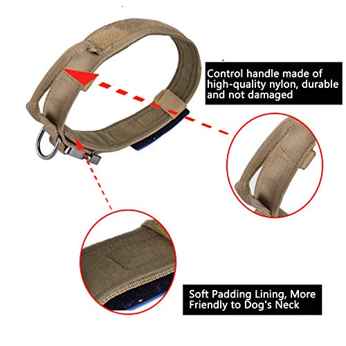 AIRGOOD Tactical Dog Collar K9 Pet Dogs with USA American Flag Patch - Military Training Collar Adjustable Nylon Heavy Duty Metal Buckle and Handle for Medium Large Dogs Size L