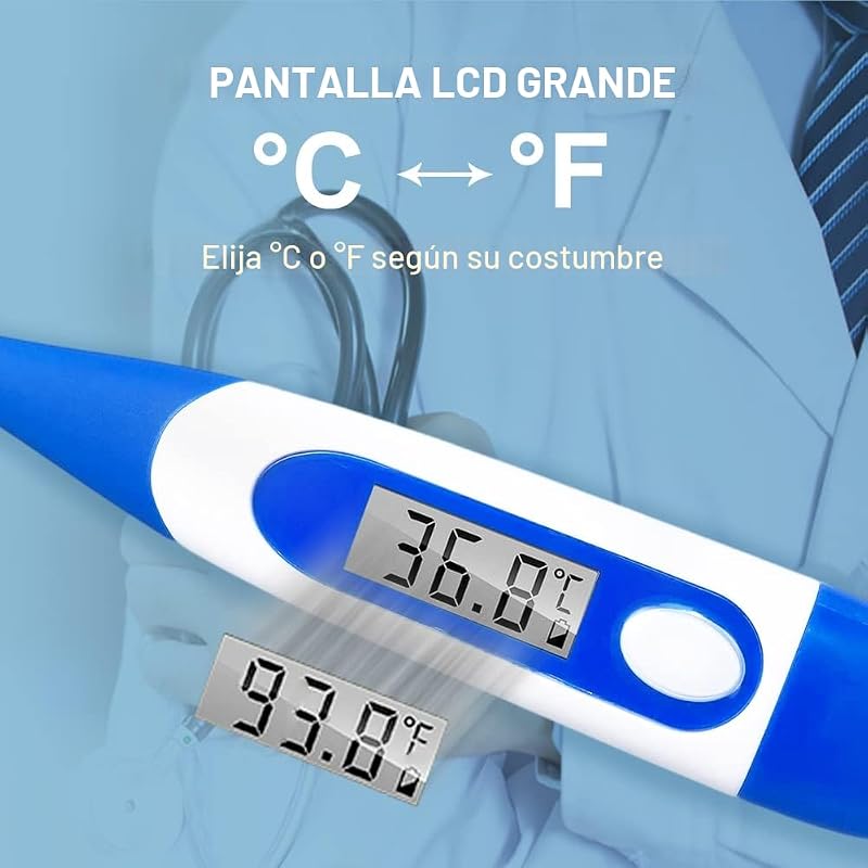 Termómetro Digital Flexible para Adultos y Niños, Termómetro Bucal y Antebraquial Termómetro Médico Impermeable con Alarma de Fiebre