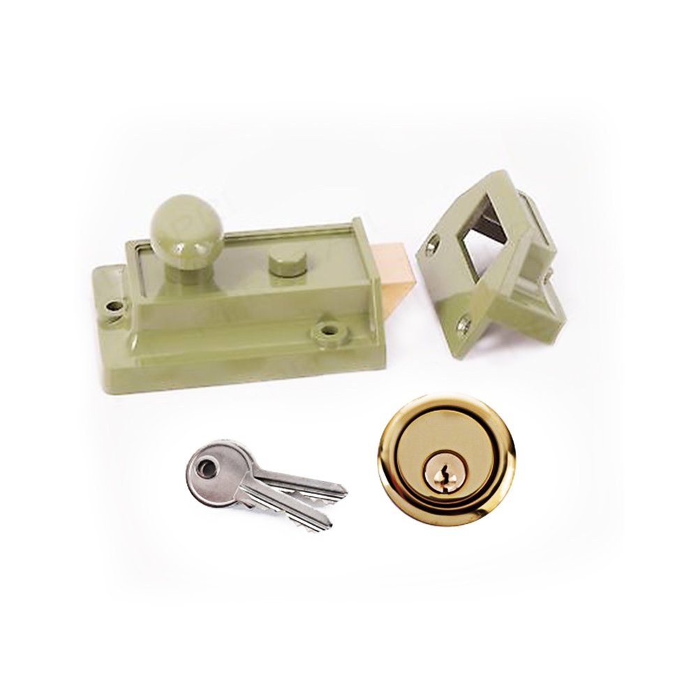 Yale Essentials Traditional 60mm Night Latch Front Door Lock for Secure Homes with Easy Fitting Template and Instructions, Yale Nightlatch, Suitable for Left and Right Hung Doors (Chrome) (Green)