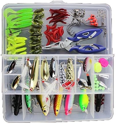 Fishing Lure 101Pcs 1 Set Freshwater Saltwater Trout Bass Salmon Spinner Baits Topwater Fishing Froglures Fishing Tackle Crankbaits Lures Spinner Baits Spoon Lures With Plier