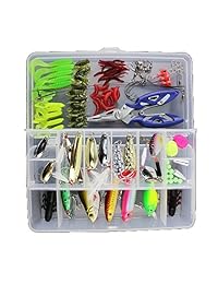 Aparejos de Pesca Un montón, última intervensión de juego de cebos de pesca con Tackle Box, para agua dulce trucha Bass Salmón con alicates de pesca
