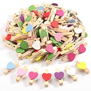 CLE DE TOUS – Mini pinza de madera con corazón adorno para celebración boda (100pcs colores)