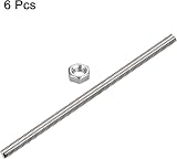 sourcing map M6x200mm Threaded Rod w/ 6 Hex Nuts 304 Stainless Steel 1mm Pitch view 3