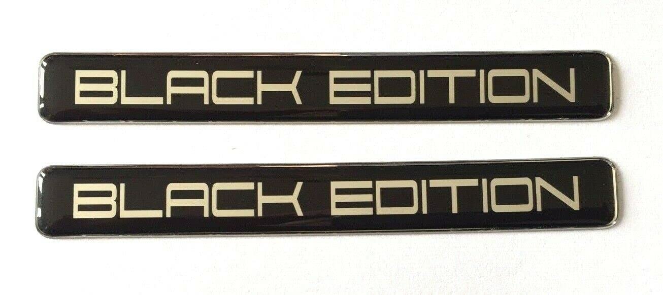 2 x Black Edition Domed Stickers/Decals - Chrome on Black 106mm