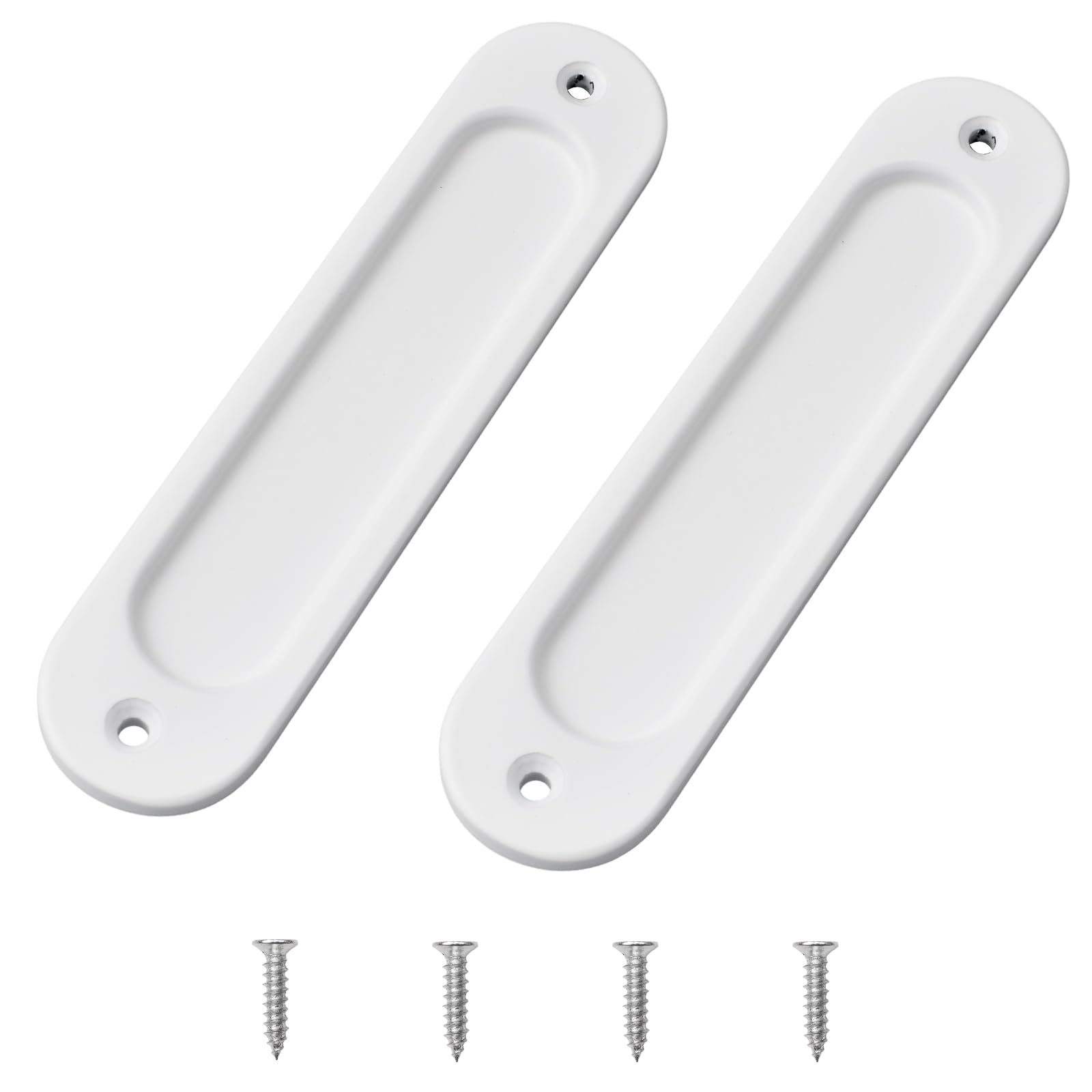 MOROBOR 2pcs Oval Recessed Sliding Door Pulls, 15CM Flush Pull Aluminum Alloy Warm White Closet Door Finger Pulls with Mounting Screws for Sliding Barn Door — image 1