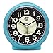 JCC Charming Luminous Small Round Handheld Size Non Ticking Quartz Bedside Desk Clock Travel Alarm Clock with Light Night, Snooze Function - Battery Operated (Matte - Blue)