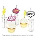 BAM! Girl Superhero Paper Straw Decor - Baby Shower or Birthday Party Striped Decorative Straws - Set of 24