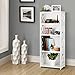 Finether 4-Tier Modular Side Cross Cut-Out Wood Plastic Composite Shelf Unit White Bookcase Storage Organizer Display, SGS Certified