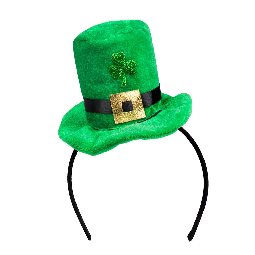 Boland Shamrock Headband with Mini Green Leprechaun Hat – Fun St Patrick’s Day Fancy Dress Costume Accessory for Adults – Irish Clover Party Headwear
