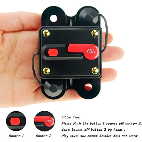 ANJOSHI 60amp Circuit Breaker 50A-300A Manual Reset Home Solar System Fuse Holder Car Audio Amps Protection 12V-24V DC Reset Fuse Inverter Replace Fuses