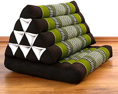 Asia Wohnstudio 1 Fold With Extra Large Triangle Cushion, 100% Natural Kapok Filling, Thai Xxl Jumbo Pillow, Headrest (Thai Cushion Seat Fold)