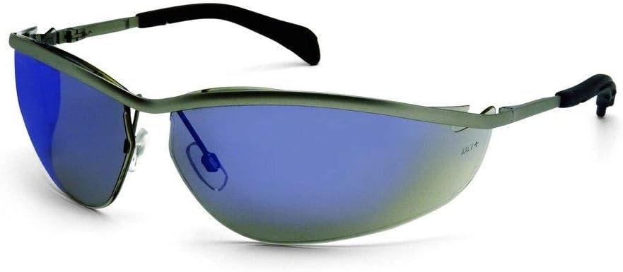 Crews KD213 Klondike Spring Hinge Temples Safety Glasses, Metal Frame and Blue Mirror Lens, 1 Pair, 1-Pair