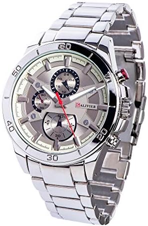 Galivier Swiss Design Analog Wrist Watch - Quartz - Waterproof 30M - Silver Dial - Luxury Classic Stainless Steel Band Men's Watch - #G02-101