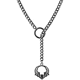 Dtexhif Heart O Ring Slip Chain Choker Necklace for Women Men Stainless Steel Cuban Chain Y-shape Necklaces Punk Rock Collar Adjustable Lariat Y Necklace Prom Necklaces Jewelry