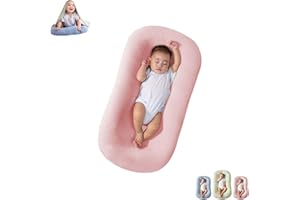 Saanerueen Baby Lounge Pillow Nest Sleeping for Baby in Bed, Baby Lounger for Newborn 0-24 Months, Infant Lounger for Boys & Girls (Pink 0-6month)