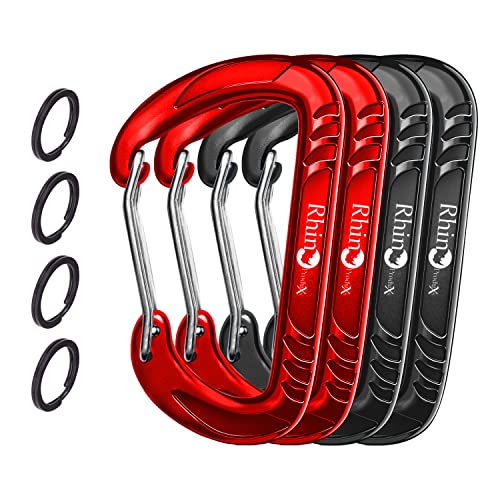 12kN Heavy Duty Carabiner Clips, (Wiregate Black Red)