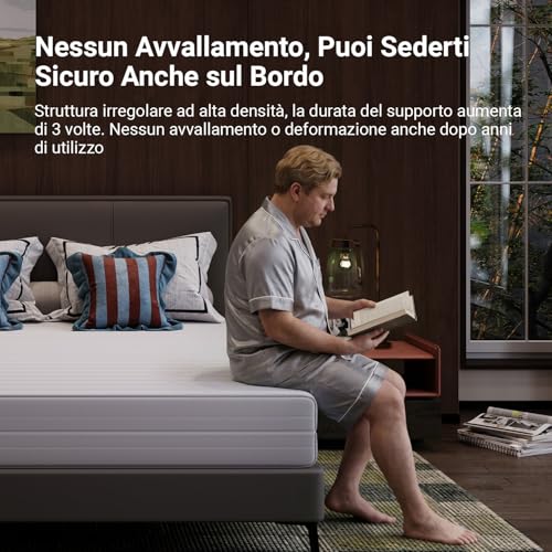 Avenco Materasso 80x190, Materasso Singolo Altezza 16cm in Schiuma Rinfrescante in Fibra di Bambù, Supporto Perfetto Altamente Traspirante, Rispettoso Della Pelle | Breathable and removable lining, comfortable and skin-friendly, 7 zone ergonomic support, reversible washable