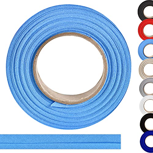 Bias binding made of 100% cotton - 10 mx 18 mm (folded) edging tape, cotton ribbon, bias binding - Ideal for DIY sewing - Made in Belgium, on a roll (light blue) — image 1