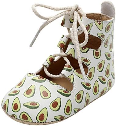 Toddler Sneakers for Boys Girls Casual Avocado Print Lace Up Hollow Leather Baby First Walkers Shoes Booties