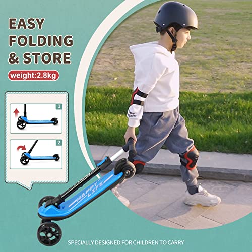 besrey 3-10 Years Child Scooter with Lights, Adjustable in 4 Heights, Blue