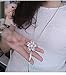 Merdia Flower Shape Created Crystal and Simulated Pearl Pendant Long Chain Sweater Necklace for Women