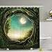 Holidayli Greenery Trees Shower Curtain for Decorate Bathroom Fairy Decor In Artistic Enchanted Forest Full Moon Shower Curtain Waterproof Polyester Fabric Bathroom Curtain (71