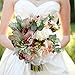 Pauwer Artificial Rose Flower Bouquet for Bride Bridesmaid Handmade Peony Wedding Bouquet Silk Bridal Bouquet Holding Flowers