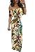 Happy Sailed Women Botanic Print Off-The-Shoulder Maxi Dress, Large Botanic Print Green