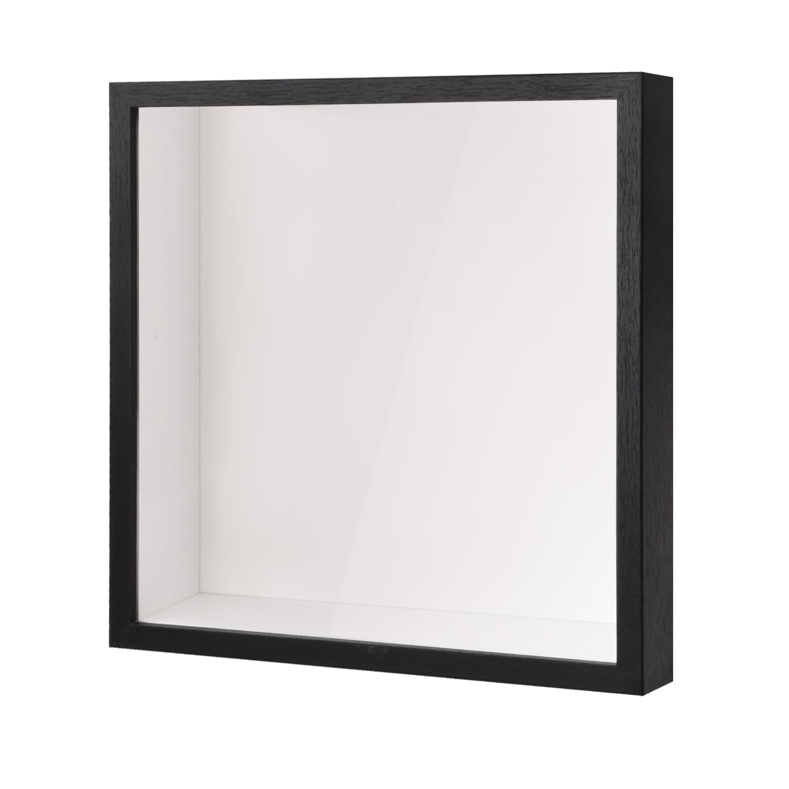 Bhoulandi 3D Shadow Box, Deep Display Box, Picture Frame for Wall and Tabletop, Wooden Deep Box Frame for Memorabilia Tickets Crafts Medal Flower (22x22cm Black)