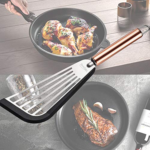 Nonstick Fish Spatula With Silicone Edge, FENGCHEN Silicone Fish