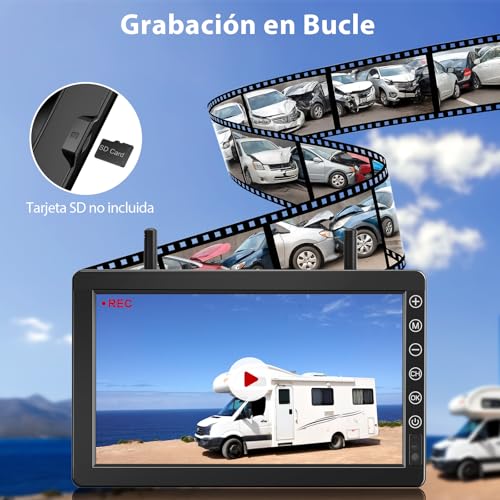 VASTEND Wireless Solar Backup Camera with 7 Inch Monitor 1080P Magnetic Rechargeable Battery 10000mAh Supports 4 Cameras for Trucks, Camper Vans, Caravans (VS-7B)