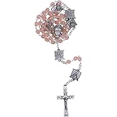 Venerare Crystal Rosary Beads with Sacred Heart of Jesus Center Piece
