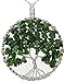 Tree of Life Green Gemstone Jewelry Best Friend Necklace 2pc Chain Deluxe Gift