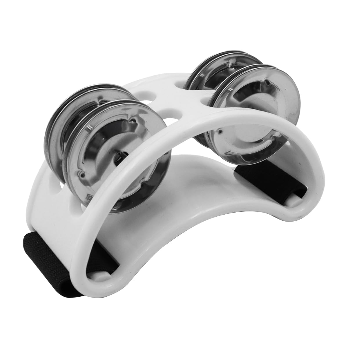 Sarini 2 Pcs Foot Tambourine,Foot Shaker Percussion Pedal Kick Drum with Steel Bell Musical Instrument Accessories for Concert,Party Drum and Guitar Playing (White)