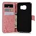Mavis's Diary Galaxy S7 Edge Wallet Case Fashion Floral Butterfly Embossed PU Leather Magnetic Flip Cover Card Holders & Hand Strap for Samsung Galaxy S7 Edge with Bling Dust Plug & Pen (Pink)